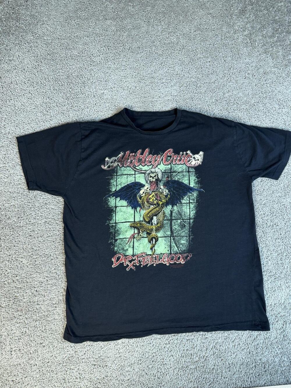 Motley Crue Shirt Mens XL Black Dr Feelgood Graphic Crew Neck Cotton Classic Fit